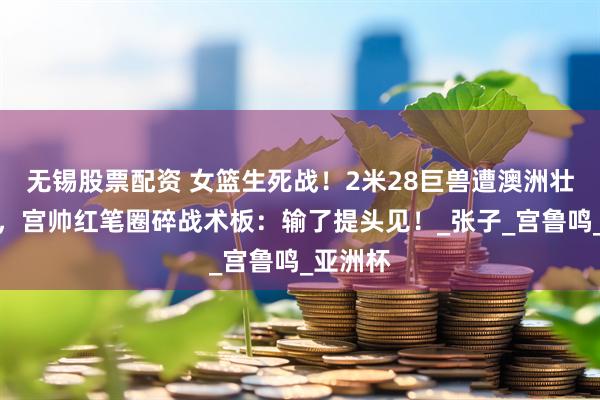 无锡股票配资 女篮生死战！2米28巨兽遭澳洲壮汉锁喉，宫帅红笔圈碎战术板：输了提头见！_张子_宫鲁鸣_亚洲杯